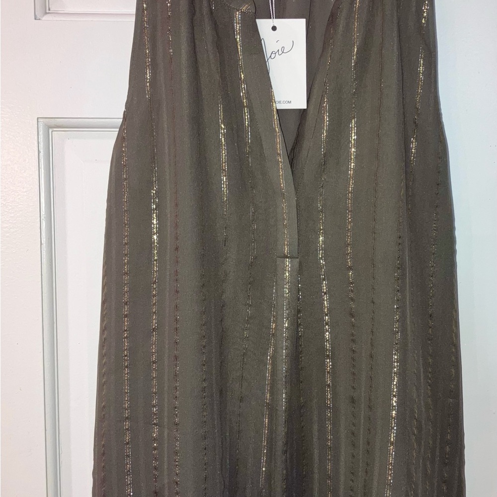 NWT - Joie Olive/Gold Silk - L